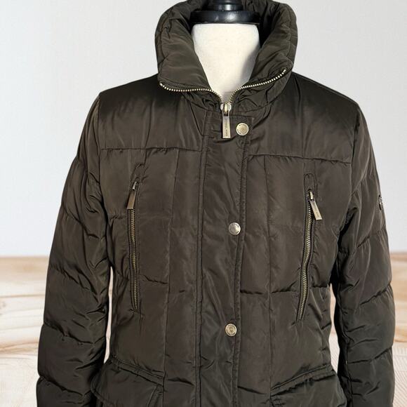 Michael Kors Down Puffer JACKET Parka Coat Women's Sz M Longer Length 4 Pockets - Picture 6 of 11